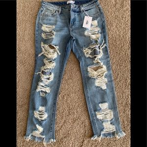Cello heavy destroyed jeans NWT